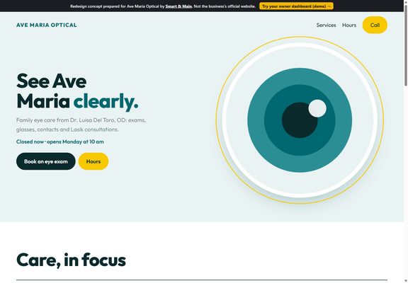 Ave Maria Optical redesign