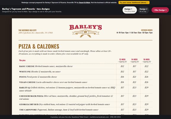 Barley's Taproom redesign