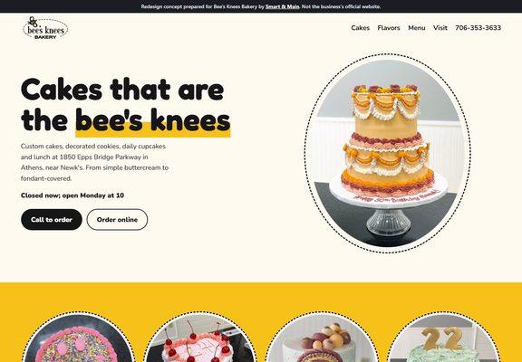Bee's Knees Bakery redesign