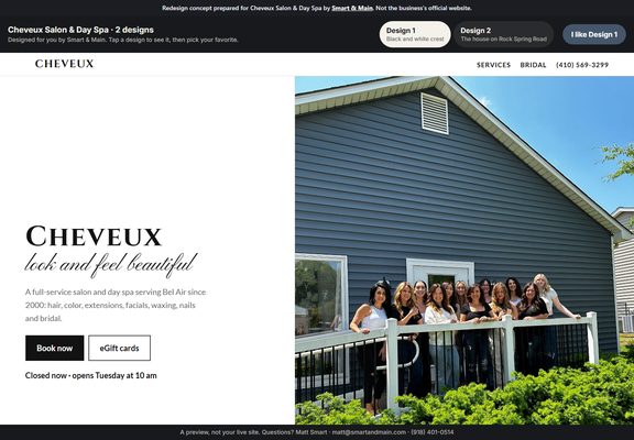 Cheveux Salon & Day Spa redesign