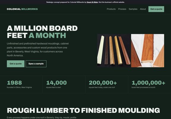 Colonial Millworks redesign