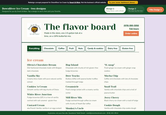 DownRiver Ice Cream redesign
