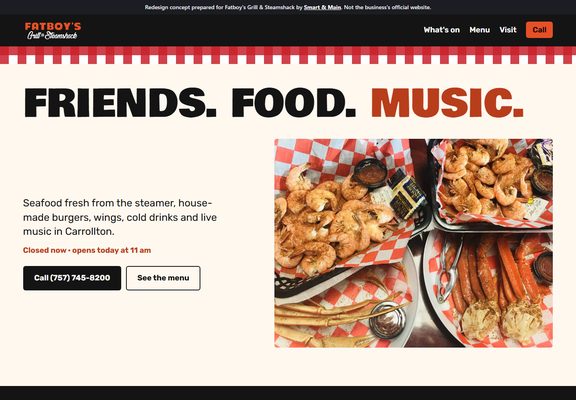 Fatboy's Grill & Steamshack redesign