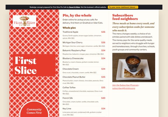 First Slice Pie Cafe redesign