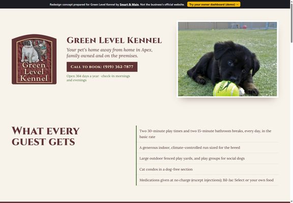 Green Level Kennel redesign