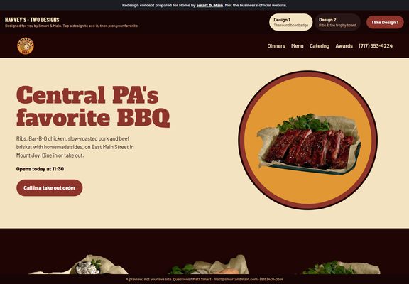 Harvey's Main St. Bar-B-Q redesign
