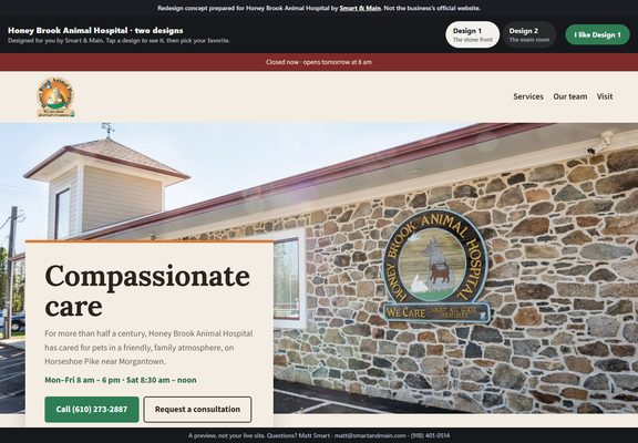 Honey Brook Animal Hospital redesign