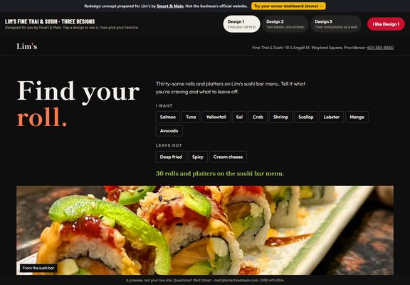 Lim's Fine Thai & Sushi redesign