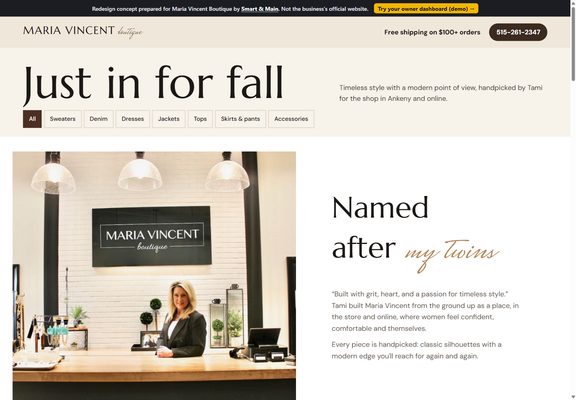 Maria Vincent Boutique redesign