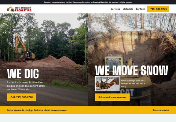 Mark Rasmussen Excavating redesign