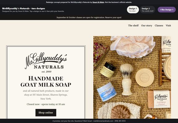 McGillycuddy's Naturals redesign