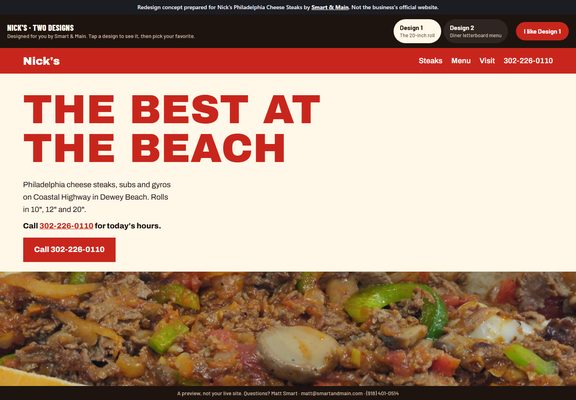 Nick's Philadelphia Cheese Steaks redesign