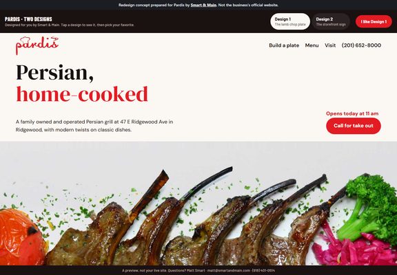 Pardis Persian Grill redesign