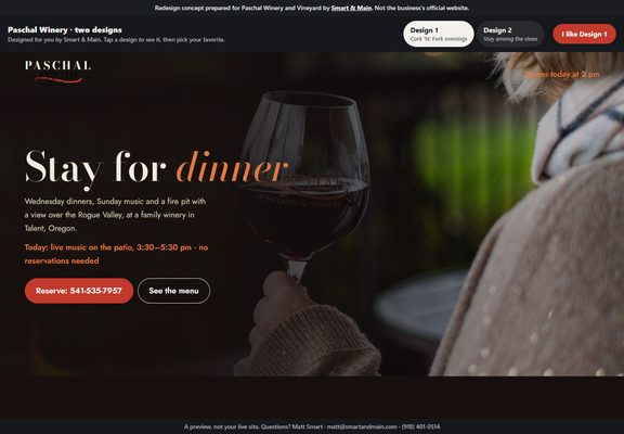 Paschal Winery redesign