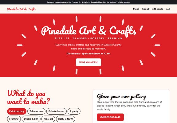 Pinedale Art & Crafts redesign