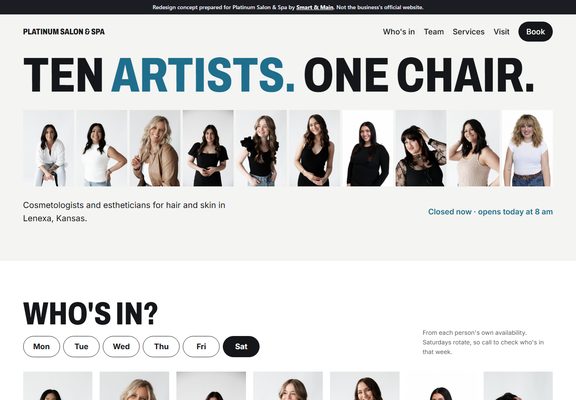 Platinum Salon & Spa redesign