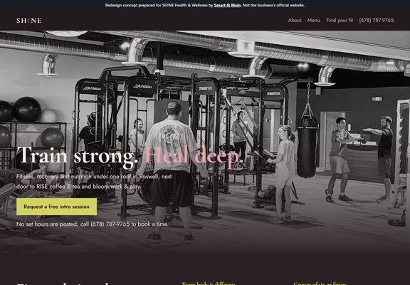 SHINE Health & Wellness redesign