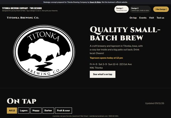 Titonka Brewing Co. redesign